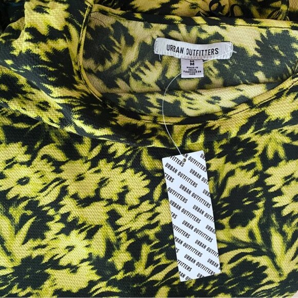 Urban Outfitters | Camille Mini Frock Dress Yellow Green Digitized Floral Print - Picture 15 of 16